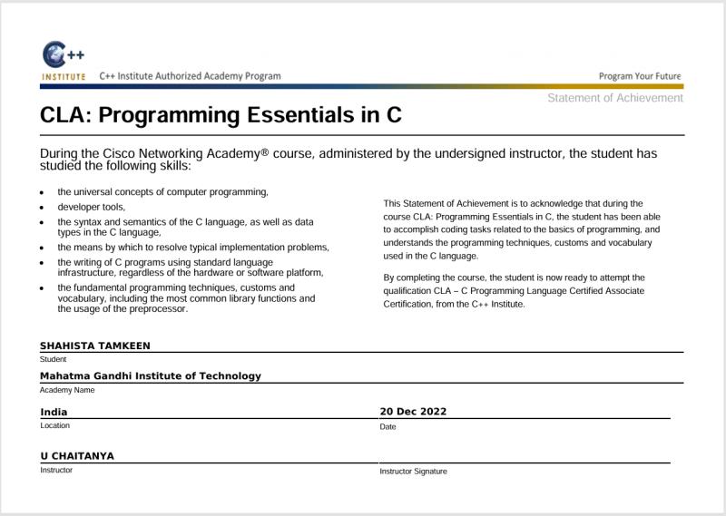 CLA Certificate