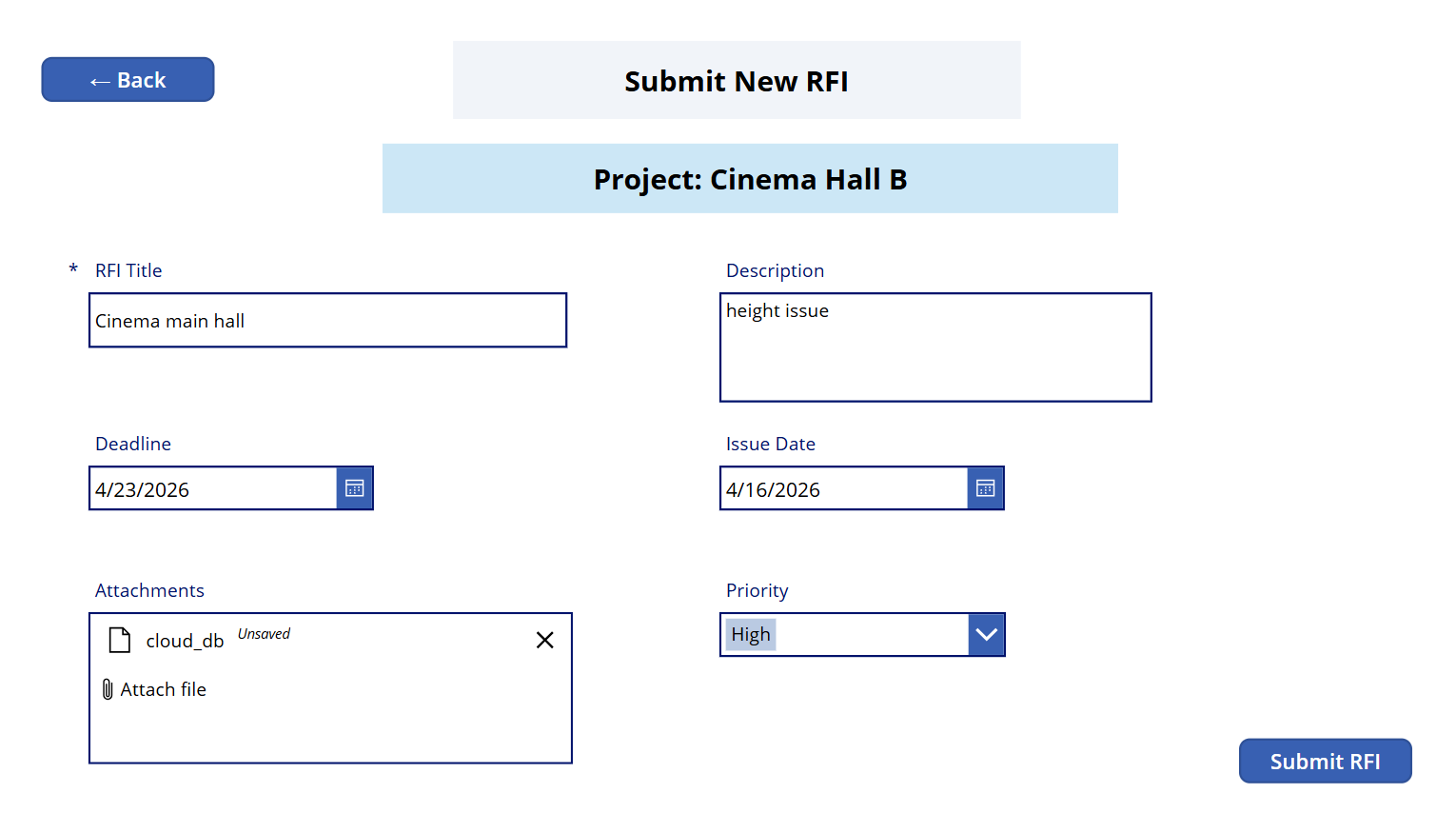 Construction RFI Management App